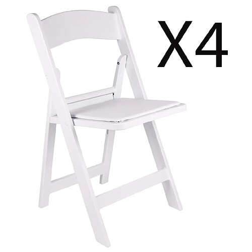 Pegane Lot de 4 chaises pliantes en Polypropylène coloris blanc - Longueur 44,5 x profondeur 43 x hauteur 88 cm