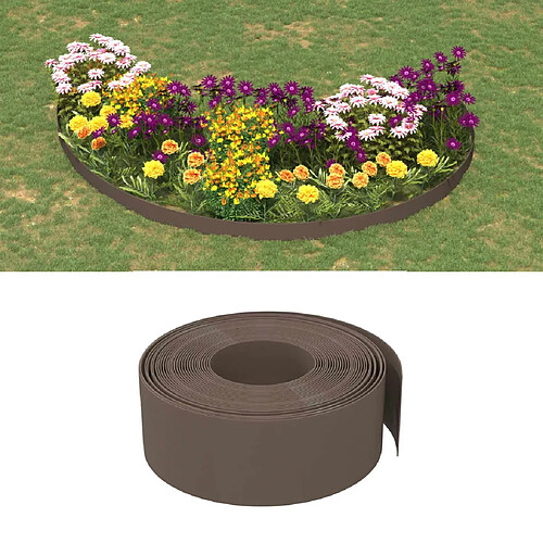 vidaXL Bordures de jardin 3 pcs marron 10 m 20 cm polyéthylène