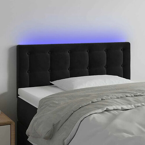 Maison Chic Tête de lit scandinave à LED,meuble de chambre Noir 80x5x78/88 cm Velours -MN59962