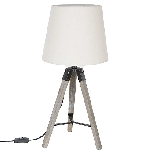 Atmosphera, Createur D'Interieur Lampe en bois trépied Runo - H. 58 cm - Blanc