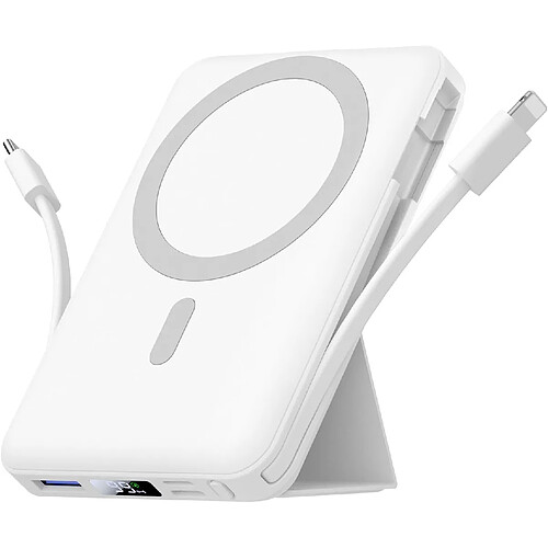 SANAG Batterie Externe Magnétique Compatible Avec Magsafe, 10000Mah Sans Fil Powerbank Charge Rapide Pd 22.5W Avec 2 Câble Et Support Et Affichage Led, Compatible Iphone 16/15/14/13/Pro/Pro /Plus