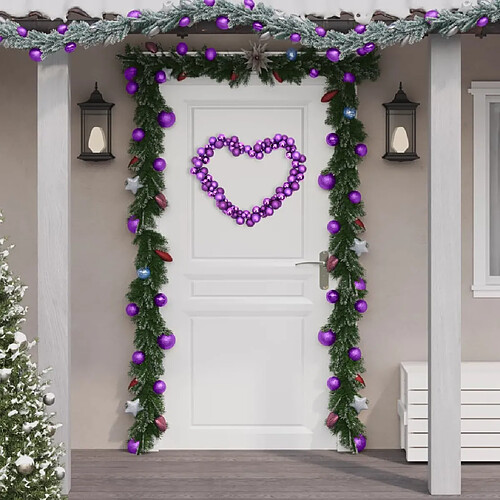 vidaXL Guirlande de Noël avec boules violet 175 cm polystyrène