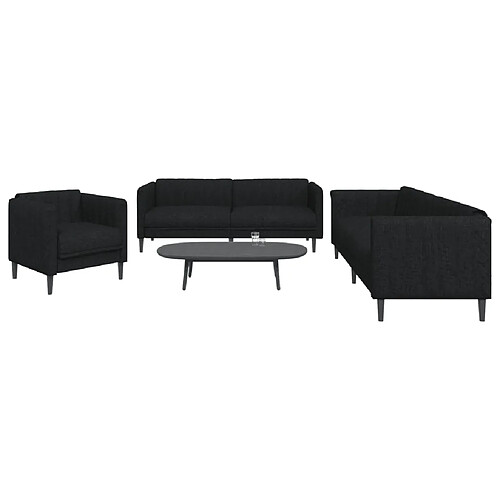 vidaXL Ensemble de canapés 3 pcs noir tissu