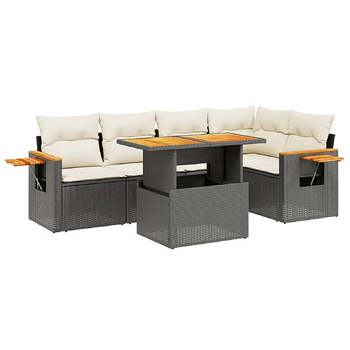 Maison Chic Ensemble Tables et chaises d'extérieur 6pcs avec coussins,Salon de jardin noir résine tressée -GKD948984