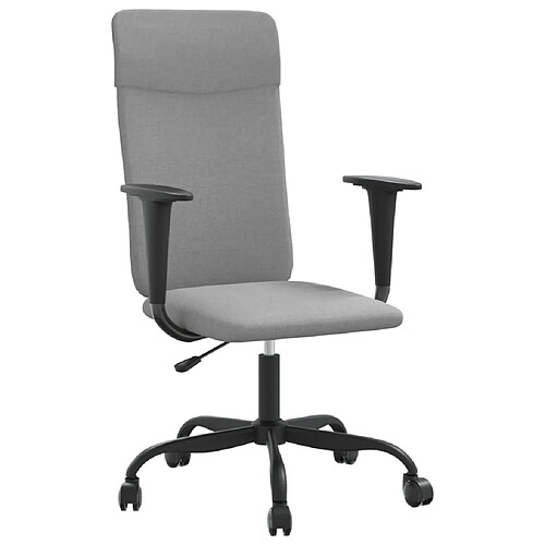 Helloshop26 Chaise fauteuil siège de bureau informatique étude réglable en hauteur clair tissu gris 02_0024068