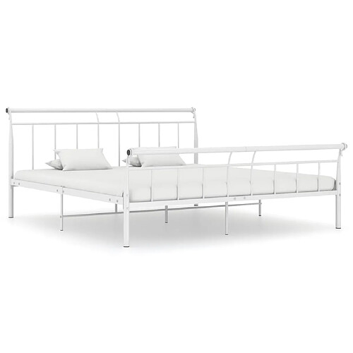 Maison Chic Lit adulte - Lit simple Cadre de lit,Structure du lit Contemporain Blanc Métal 160x200 cm -MN26280