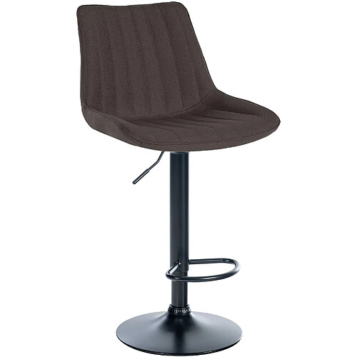 Decoshop26 Tabouret de bar x1 réglable en hauteur pivotant à 360° assise en tissu taupe couture verticale pied métal noir 10_0005437