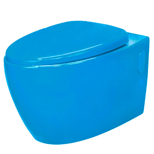 Loobow Toilette suspendu de couleur bleu Cuvette WC en céramique