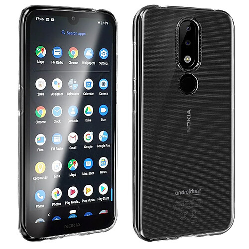 Avizar Coque Nokia 4.2 Souple Transparent et Film Ecran Verre Trempé Contour noir