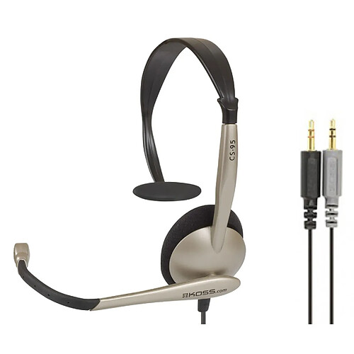 Casque d'Écoute Filaire avec Microphone Anti-bruit pour Bureau Vidéoconférence, , Beige, KOSS, CS95