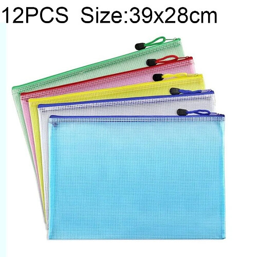 Wewoo Sac de papeterie en plastique à fermeture à glissière de 12 PCS, livraison de couleurs aléatoires (B4, taille: 39x28cm)