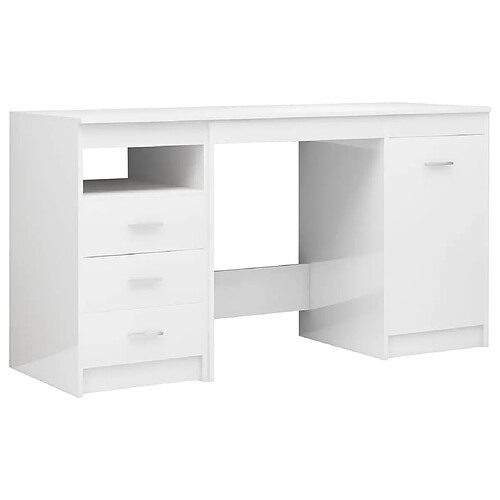 Maison Chic Bureau,Table de travail,bureau de travail pour chambre Blanc brillant 140x50x76 cm Aggloméré -GKD34090