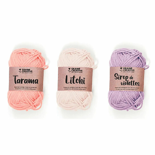 Graines Creatives 3 fils de coton spécial crochet 55 m - rose clair-mauve-vieux rose