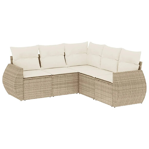 Maison Chic Salon de jardin avec coussins 5 pcs | Ensemble de Table et chaises | Mobilier d'Extérieur beige résine tressée -GKD26333