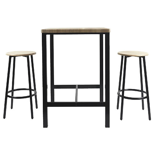 The Home Deco Factory Ensemble mange debout et 2 tabourets Kalo - Marron et noir