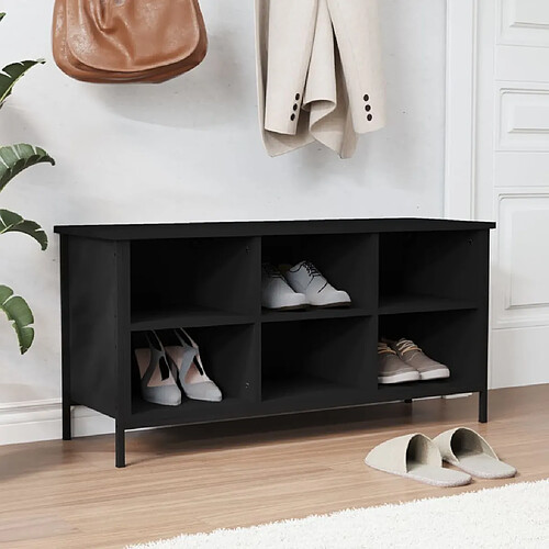 Maison Chic Armoire à Chaussures Noir,Meuble de Rangement à Chaussures 100x35x50 cm bois d'ingénierie -MN30774