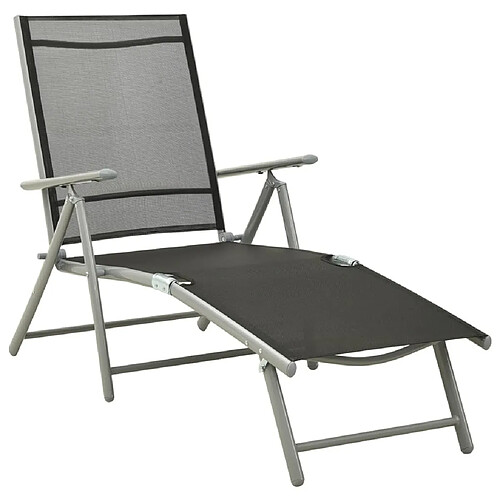 Maison Chic Chaise longue pliable de jardin | Bain de soleil Relax | Transat Textilène et aluminium noir et argenté -GKD63847