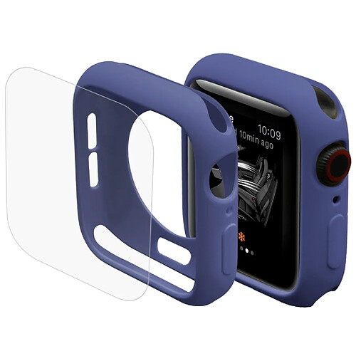 Wewoo Boitier 2 en 1 TPU Coquille de protection semi-plaquée + Film HD courbé HD plein écran flexion HD pour Apple Watch série 4 40 mm (bleu)