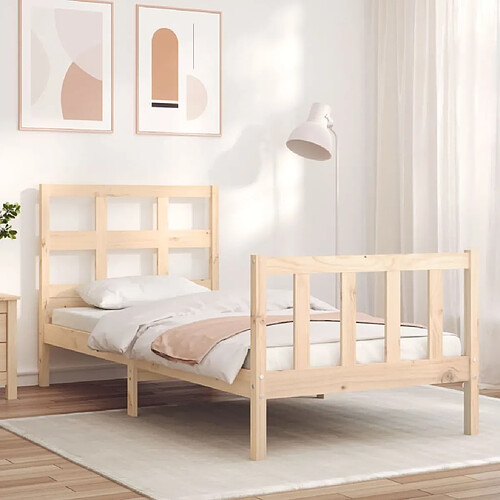 Maison Chic Lit simple - Cadre de lit avec tête de lit Contemporain pour adulte bois massif -MN57952