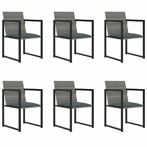 Maison Chic Mobilier à dîner 7 pcs de jardin avec coussins - Ensemble table et chaises d'extérieur - Salon/Mobilier de jardin classique Résine tressée Gris -MN43025