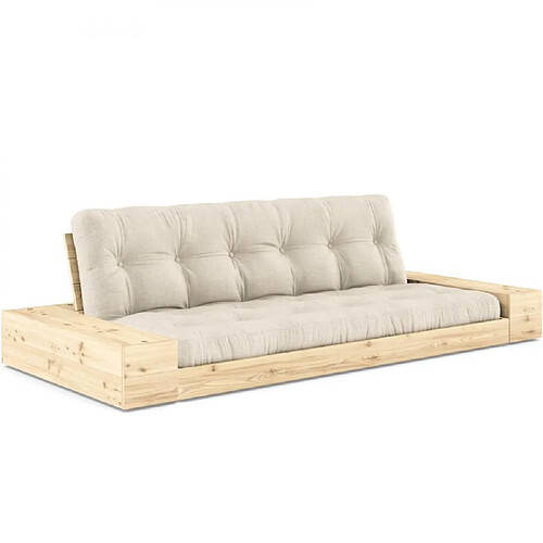 Inside 75 Canapé lit futon BASE lin couchage 130cm dossiers et accoudoirs coffres