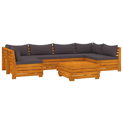 Maison Chic Salon de jardin 7 pcs avec coussins | Ensemble de Table et chaises | Mobilier d'Extérieur Bois d'acacia solide -GKD88771