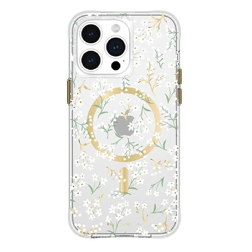 CASE MATE Coque pour Apple iPhone 15 Pro Max MagSafe Imprimé Petites Fleurs Dorée