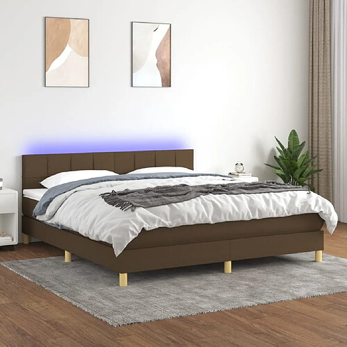 Sommier à lattes,Cadre à lattes de lit pour Adulte matelas et LED Marron foncé 180x200cm -MN45103