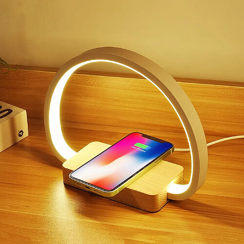 Lampe de Chevet Chargeur sans Fil, Lampe de Table Tactile avec Port USB, Lampe de Bureau LED avec 3 Niveaux de Luminosié et Gradation Continue pour Lecture, le Chevet, la Chambre, le Salon, le Bureau