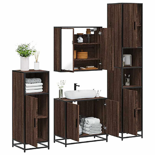 vidaXL Ensemble de meubles de salle de bain 4 pcs chêne marron