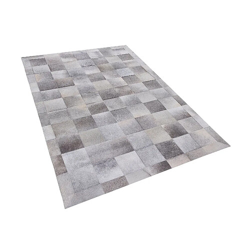 Beliani Tapis gris avec motif quadrillé 140 x 200 cm ALACAM