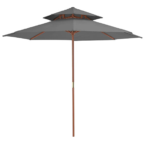 ComfortXL Parasol Double Avec Mât En Bois 270 Cm Anthracite