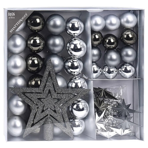 Ambiance Ensemble de décorations suspendues de Noël 45 pcs Graphite