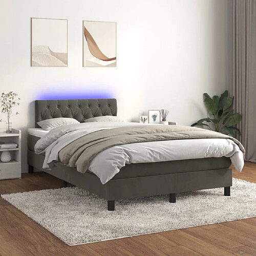 vidaXL Sommier à lattes de lit avec matelas LED Gris foncé 120x200 cm