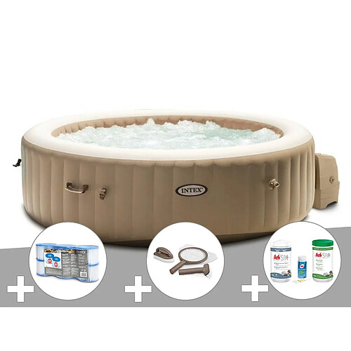 Kit spa gonflable Intex PureSpa Sahara rond Bulles 6 places + 6 filtres + Kit d'entretien + Kit traitement brome