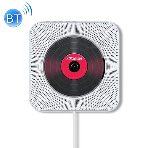 Wewoo Lecteur CD Bluetooth 4.2 + EDR mural KC-808 avec télécommande, support FM (blanc)