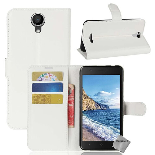 Htdmobiles Housse etui portefeuille pour Wiko Harry + film ecran - BLANC