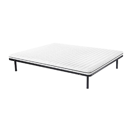 Vente-Unique Ensemble 140 x 190 cm cadre à lattes + matelas mousse déhoussable ép.10cm - NASUS de DREAMEA