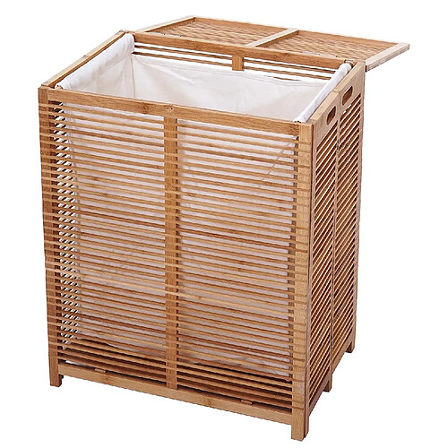 Decoshop26 Panier à linge en bambou avec sac 61x50x35cm 105 litres SDB04028