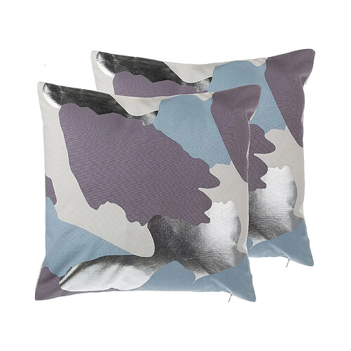 Beliani Lot de 2 coussins IXIA Coton 45 x 45 cm Abstrait Violet