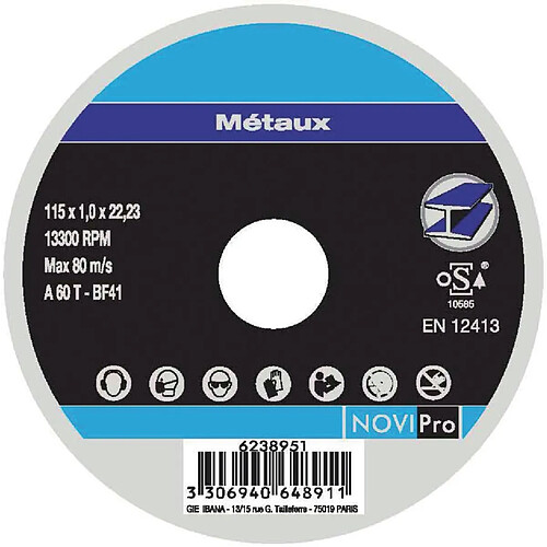 disque à tronçonner - métaux - diamètre 125 mm - novipro 66253371295