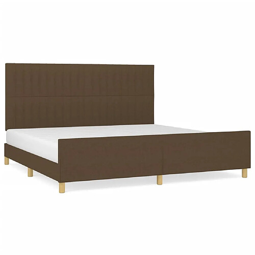 Maison Chic Cadre/structure de lit avec tête de lit pour adulte - Lit Moderne Chambre Marron foncé 200x200 cm Tissu -MN58746