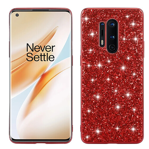 Coque en TPU paillettes scintillantes rouge pour votre OnePlus 8 Pro