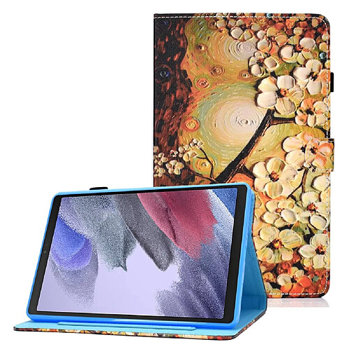 Etui en PU magnétique avec support, porte-cartes et porte-stylo pour Samsung Galaxy Tab A7 Lite 8.7-pouces T220/T225 - fleur de prunier