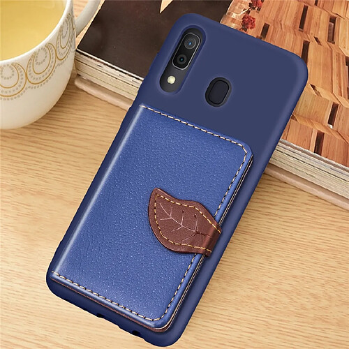 Wewoo Coque Renforcée Litchi Pattern Card Bag Support de portefeuille + TPU Phone Case avec fente pour carte de Fonction Galaxy A30 Bleu