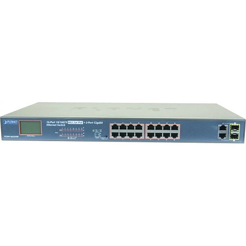 Planet Technology Corp Planet FGSW-1822VHP SW 16P PoE+ 300W+ écran LCD +2G +2SFP