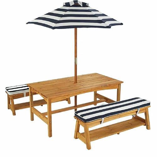 KidKraft Ensemble table et bancs d'extérieur avec parasol enfant coloris 1.