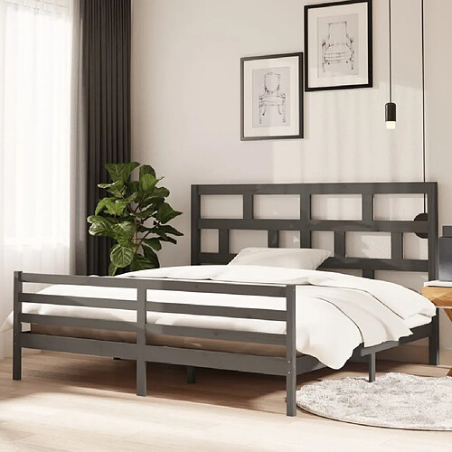 vidaXL Cadre de lit sans matelas gris bois massif 200x200 cm