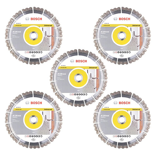 Bosch Best for Universal Disque à tronçonner diamanté 230 x 22,23mm, 5pcs (5x 2608603633)