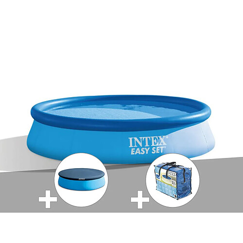 Kit piscine autoportée Intex Easy Set 3,05 x 0,61 m (avec filtration) + Bâche de protection + Bâche à bulles